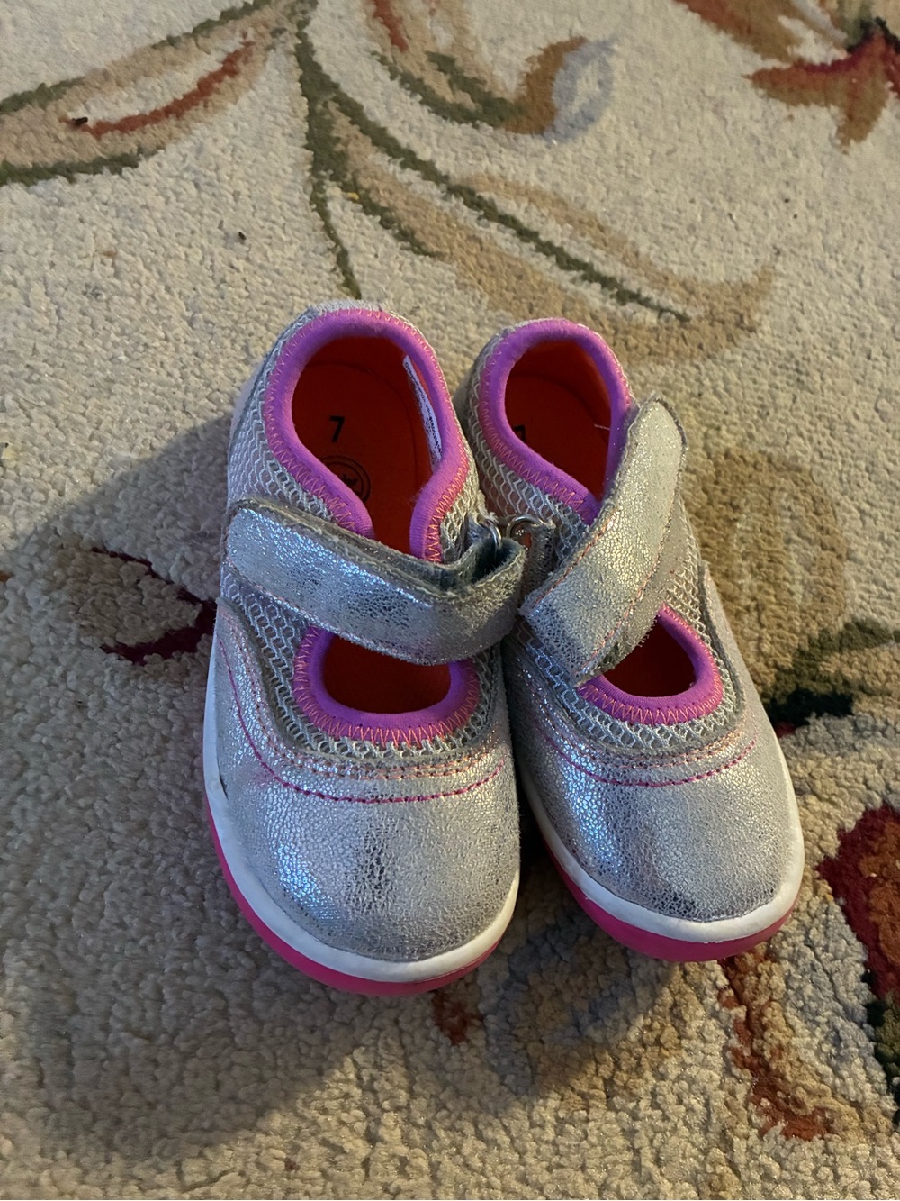 wonder nation Silver and Pink Mary Jane Hook-and-Loop Sneakers